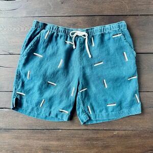 Alex Crane Mens Bo Shorts French Linen L Icehouse Blue Coastal Vaca Beach Resort